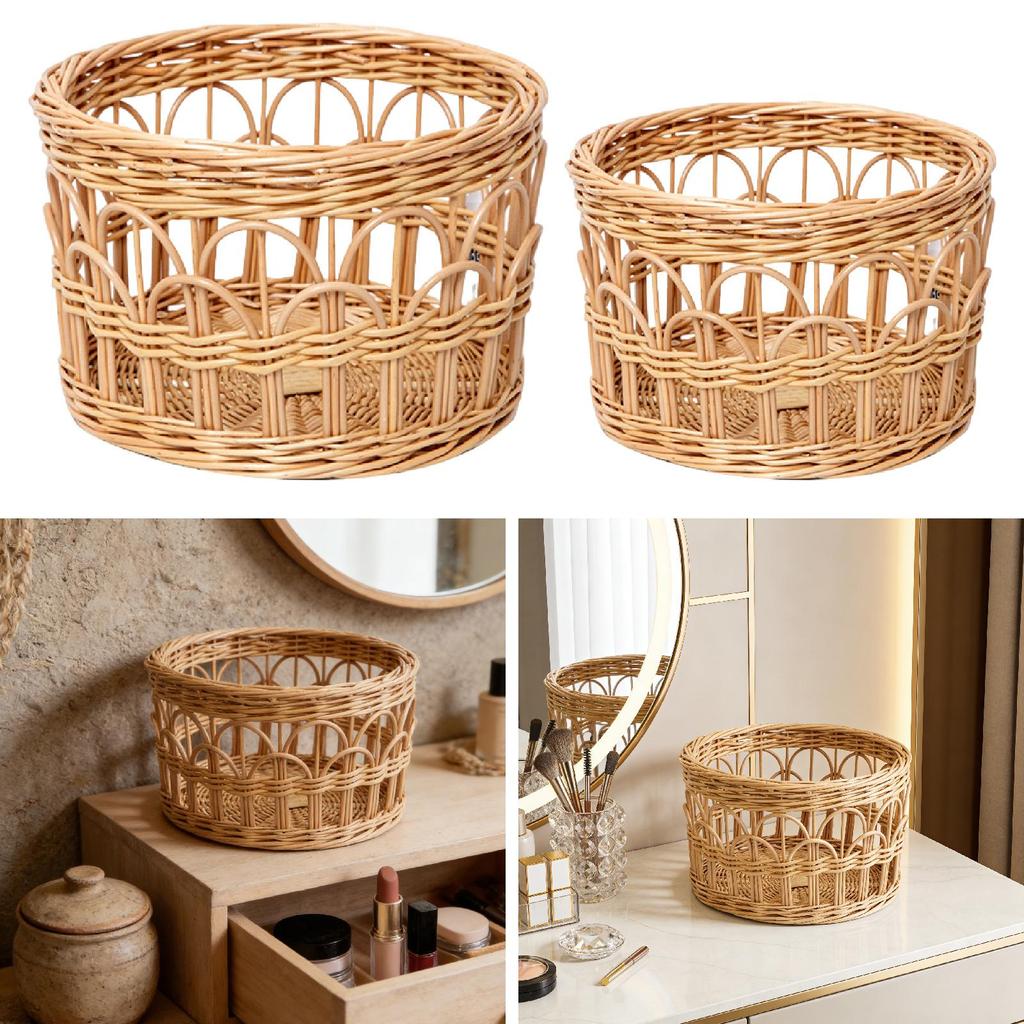 Handwoven Basket Storage Organizer Creative Versatile Lightweight Large Capacity Makeup Organizer for Home Bedroom Decoration