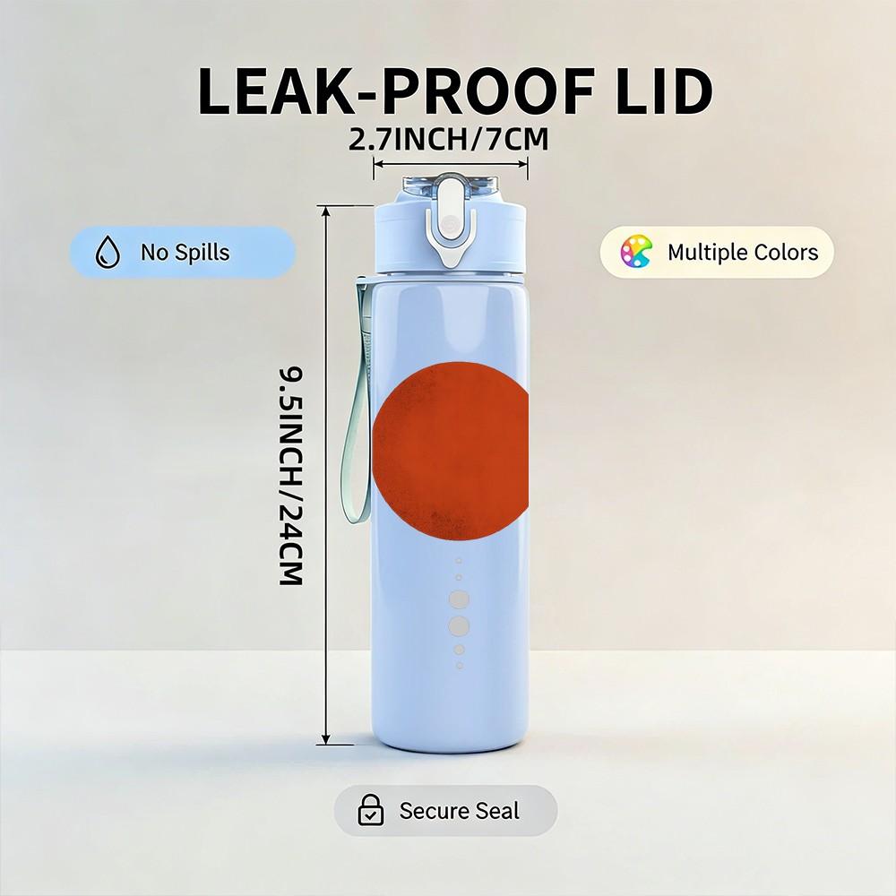 1PC Simple Orange Balloon Line Art 750ml Color Plastic Sports Water Bottle Leakproof Flip Straw Lid Suitable for Sports Office Home Use