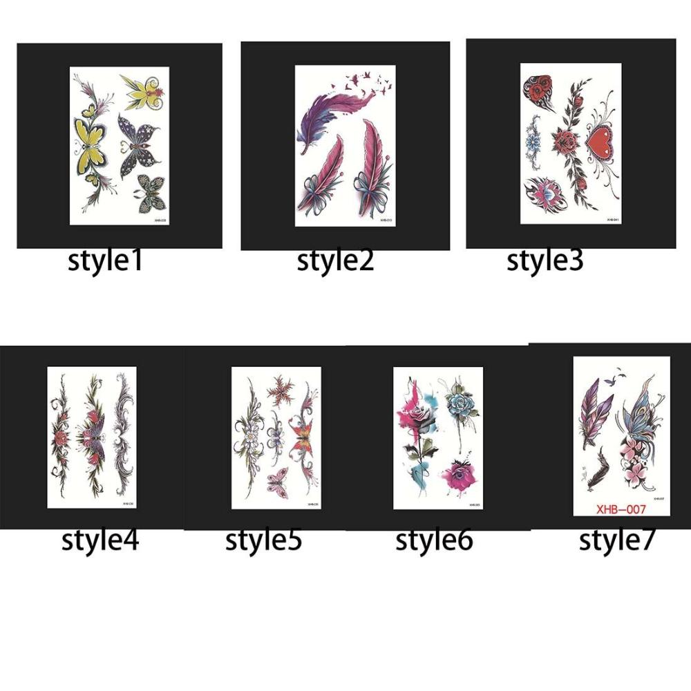 Lasting Leg Body Art Temporary Decal Black Rose Butterfly Design 3D Body Tattoo Sticker Cover Scars