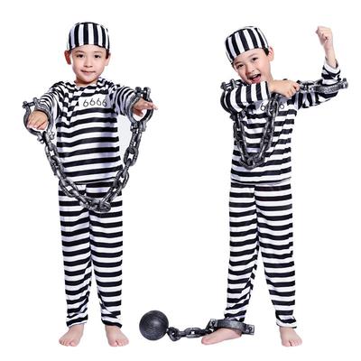 Хэллоуин Хэллоуин Одежда заключенного Сексуальный Жестокий Мужчина Заключенный Взрослый Мужчина Униформа заключенного Костюм заключенного-ребенка