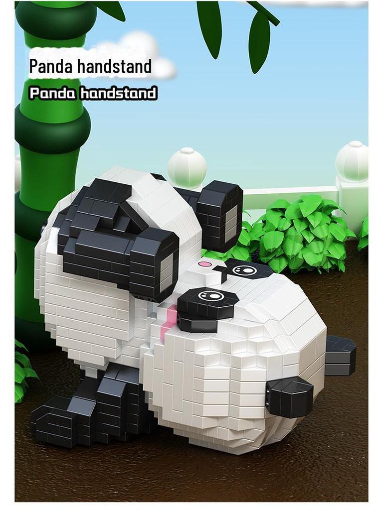 Cartoon Panda Flower Puzzle Tumbler: Cute Tiny Particle Desktop Ornament