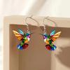 1 Pair Acrylic Hummingbird Earrings, Colorful 2D Design, Featherless, Stainless Steel Hooks, Elegant Party Accessory Fashion Dangle Earrings for Women