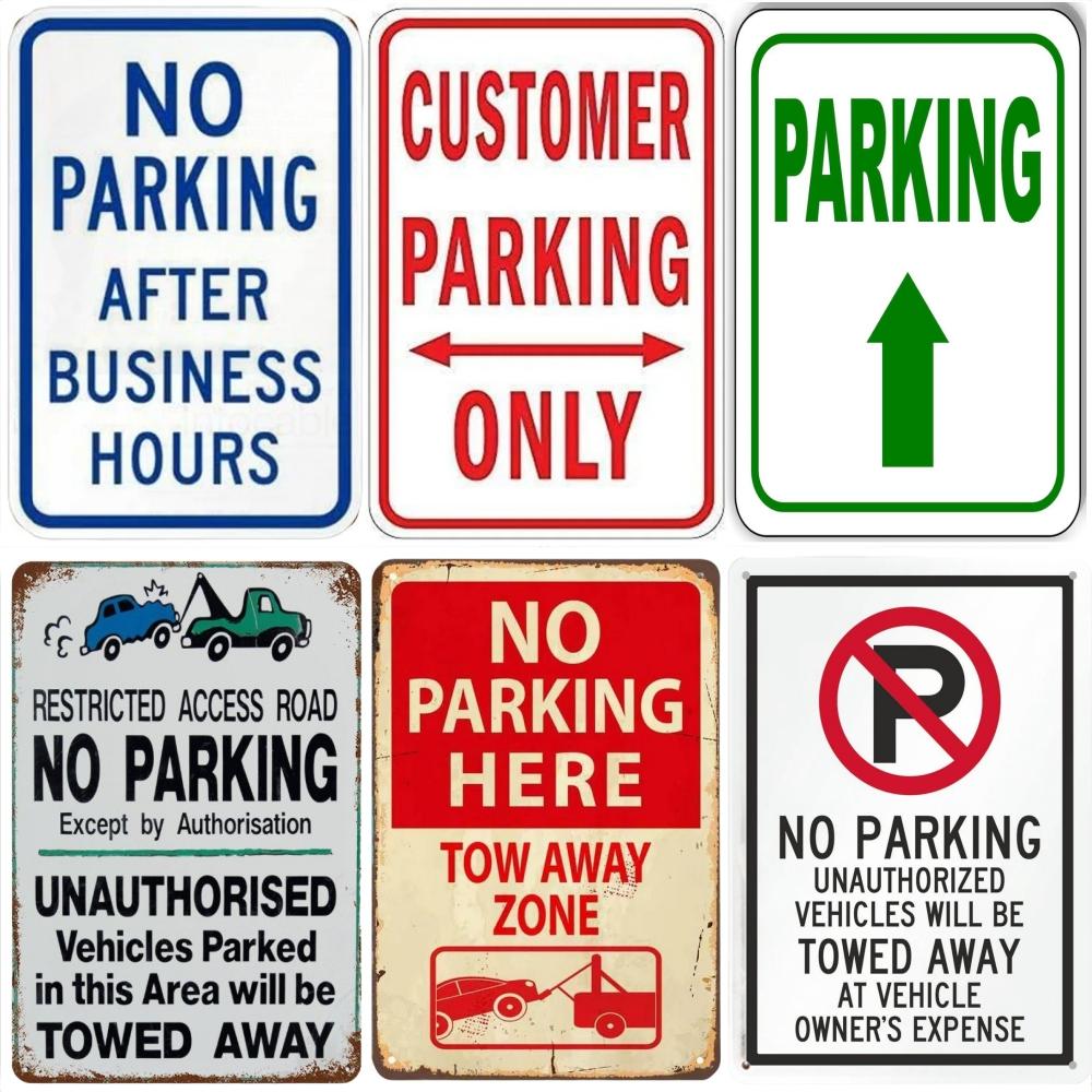 Vintage No Parking Anytime Metal Tin Signs Posters Plaque Iron Painting Decoration for Garage Outdoors Home Club Bar Wall Decor