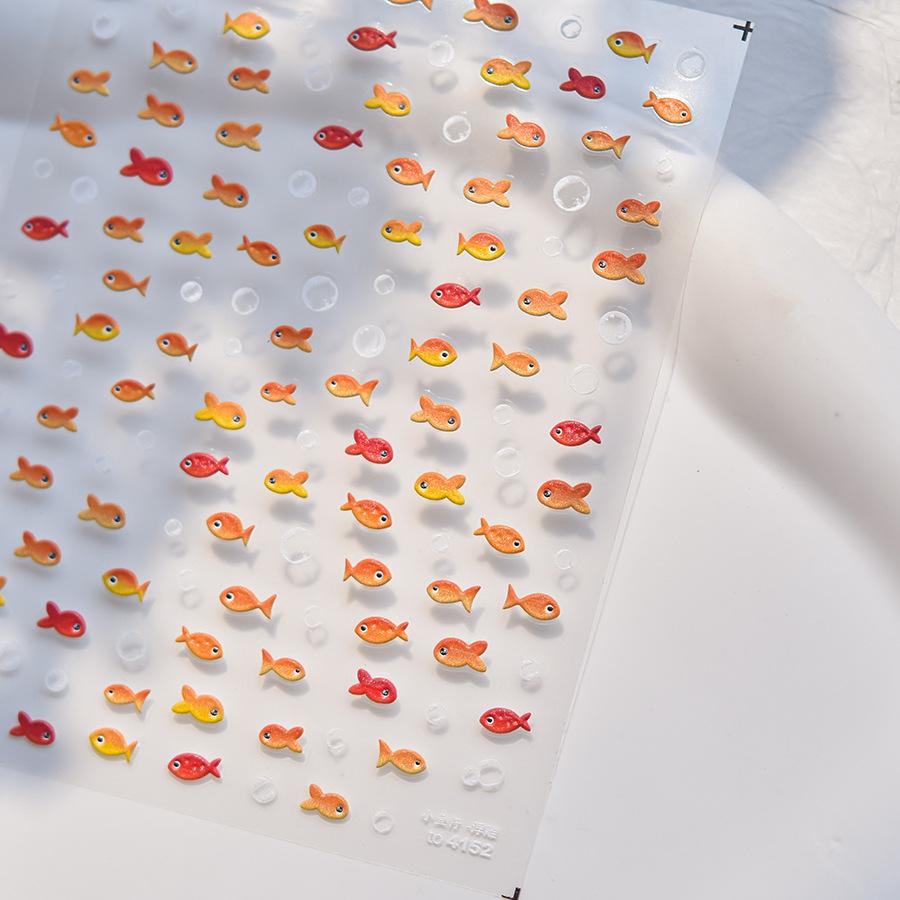 Little Red Fish Jelly Summer Goldfish Carp Ocean Beach Mermaid Sea Shiny Nail Art Stickers Manicure Decals
