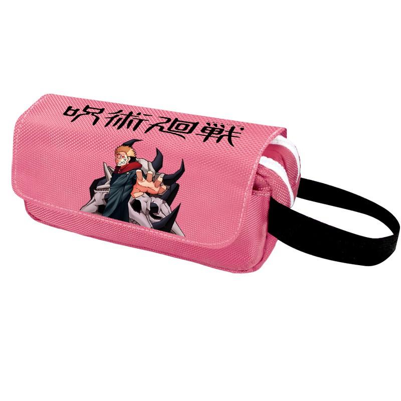 Anime Jujutsu Kaisen Pencil Case Double Zipper Large Capacity Canvas Stationery Organizer Students