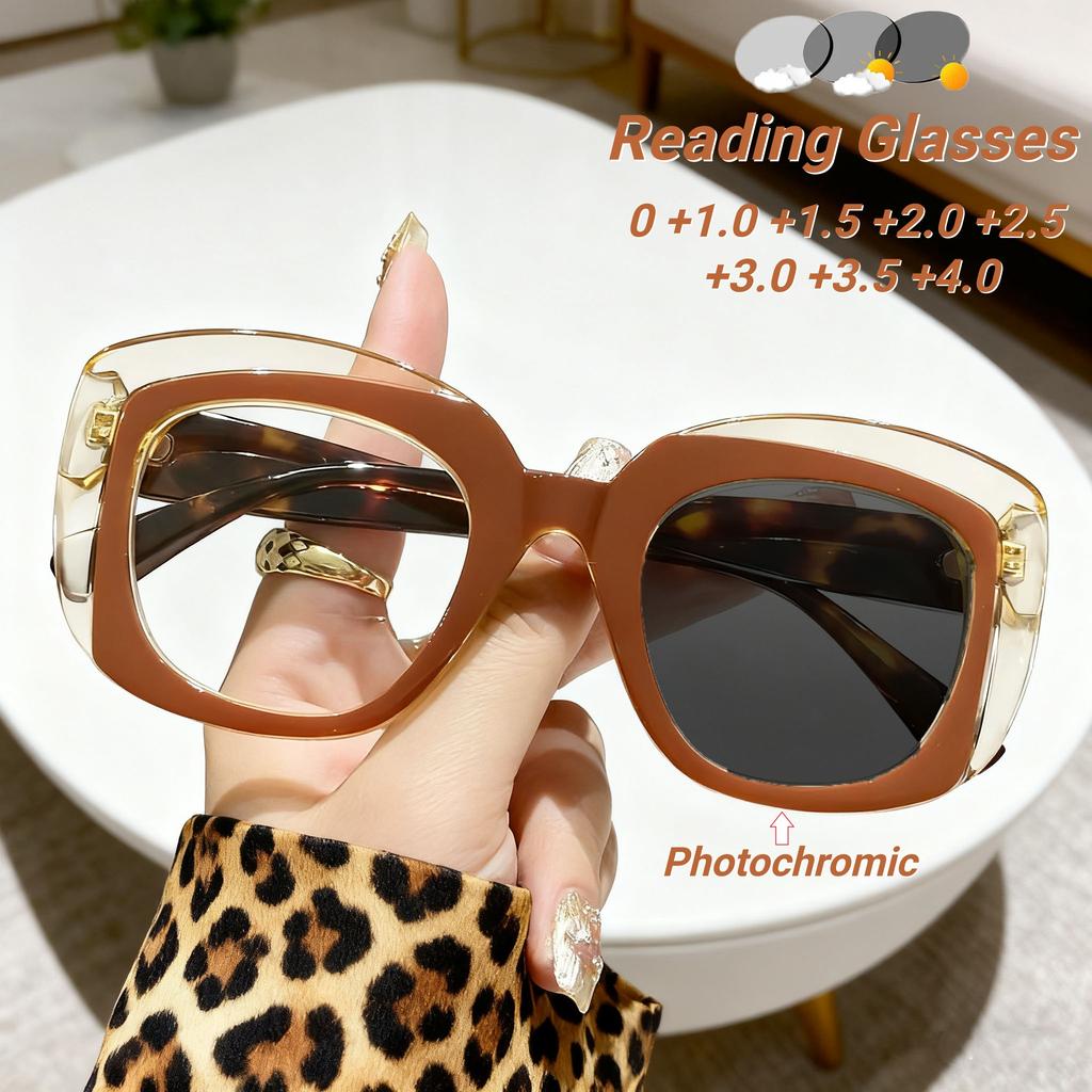 Новые Модные Женские Очки для Чтения с Фотохромными Линзами в Толстой Оправе HD, Ретро Нейтральные Высокого Качества, Защищающие от Синего Света
