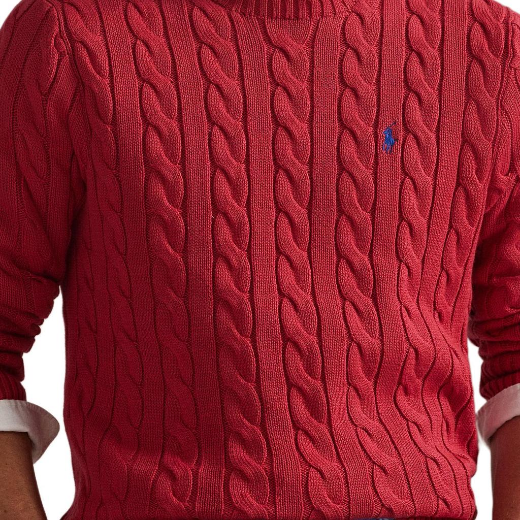 Polo Ralph Lauren Осень/Зима 25 Обычная посадка Свитер с косами из хлопка с круглым вырезом с длинным рукавом Мужской свитер 710775885-525