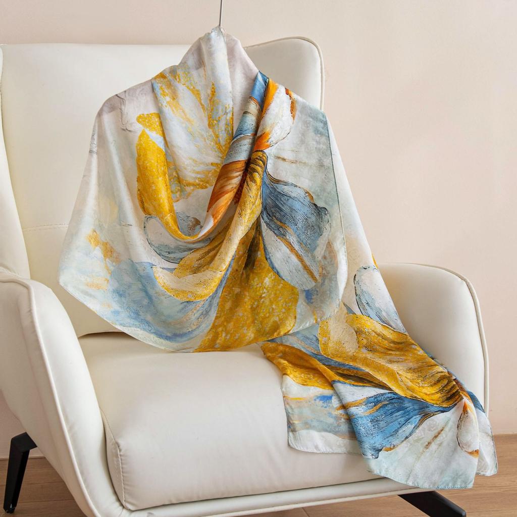 100% Silk Scarf Design Sense Fashion Square Scarf with Shirt Scarf Versatile Shawl Muse