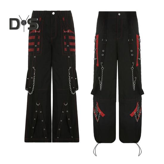 Женские брюки с высокой талией, цветные широкие повседневные брюки свободного кроя, ретро-крутые длинные брюки в уличном стиле