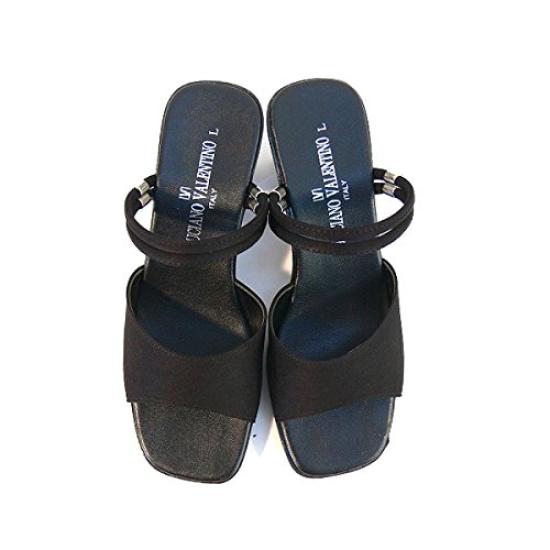 Сделано в Японии красивые офисные атласные большие [Luciano Valentino] каблуки 6,5 см, ноги, сандалии, черные, IM3903, женские, черные,
