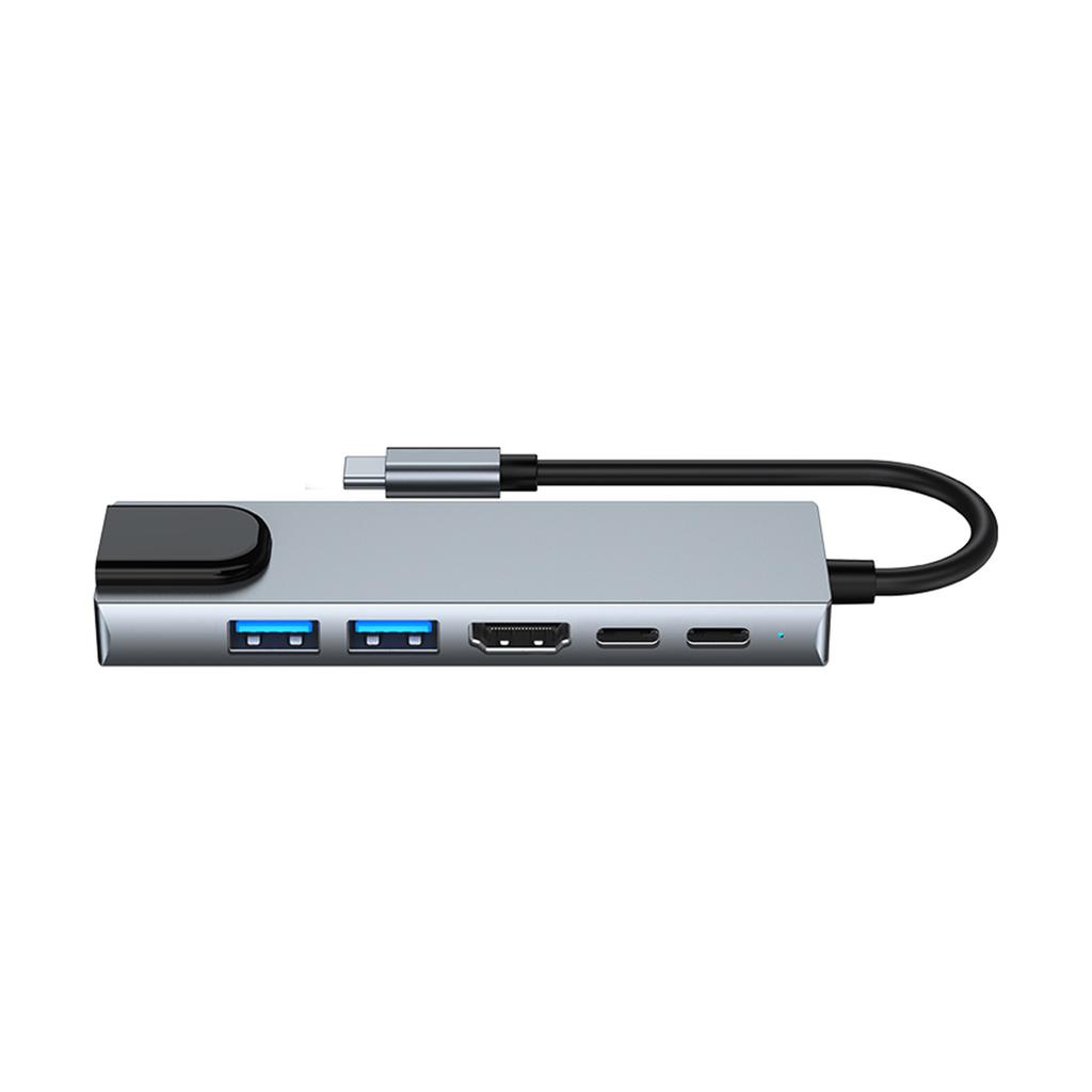 Адаптер-хаб 6 в 1 TYPE-C на HDMI+USB3.0+2.0+RJ45 100M+PD+Интерфейс передачи данных