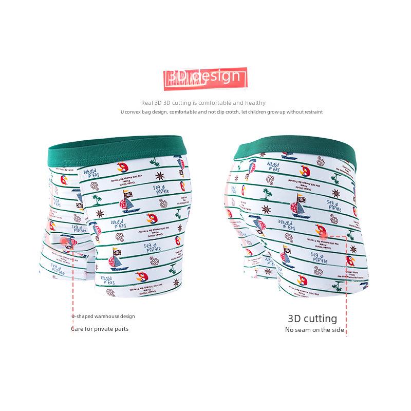 Детские хлопковые трусы-боксеры, 50 штук - Мультяшный дизайн для мальчиков-подростков