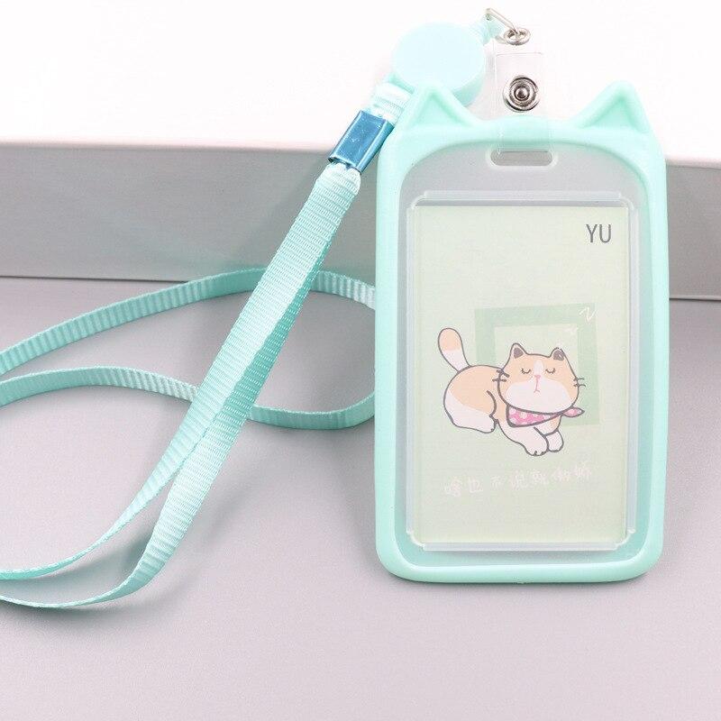 Card Holder with Retractable Reel Lanyard Cute Cartoon Bank Identity Badge Bus ID Card Holder Case Credit Card Cover Kids Gift
