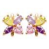 [D7356] - Gold-plated 'Honeysuckle' Rose Mauve Earrings - 11x12 Mm