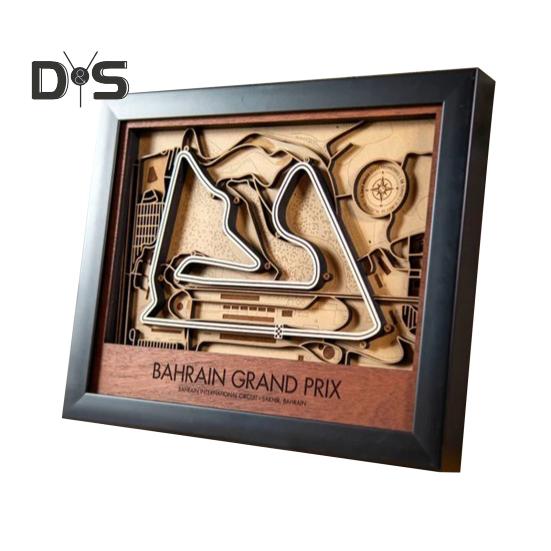 3D деревянная карта трассы гоночного трека настенное искусство декор гоночный трек макет в черной рамке подарок для любителей гонок офис или домашний дисплей
