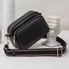 Casual Women Shoulder Bags Wide Strap Handbags Fashion PU Leather Female Flap Messenger Crossbody Bag Phone Wallet Black