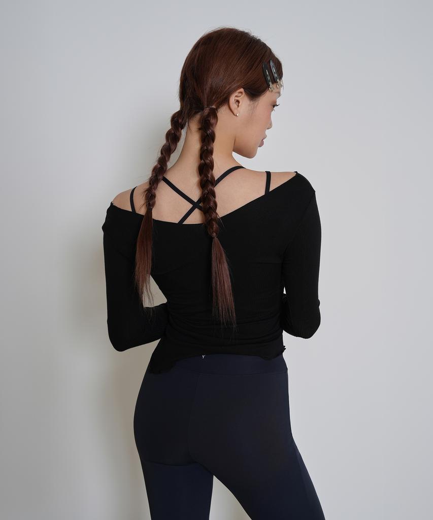 CONCHWEAR Дорогая футболка с разрезом и ребристым рукавом (6 цветов)