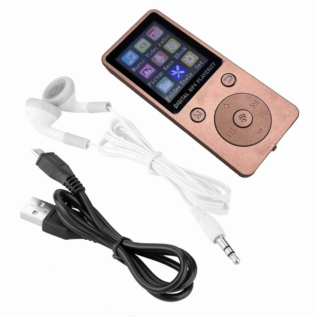 Portable Screen MP4 Music Player Support 32GB TF Card with Headphone Long Standby Time Rose Gold