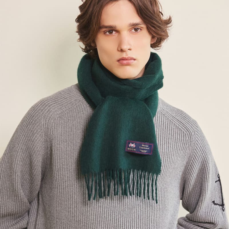 ABRAHAM MOON Шарф из мериносовой шерсти 25 см - Королевский зеленый