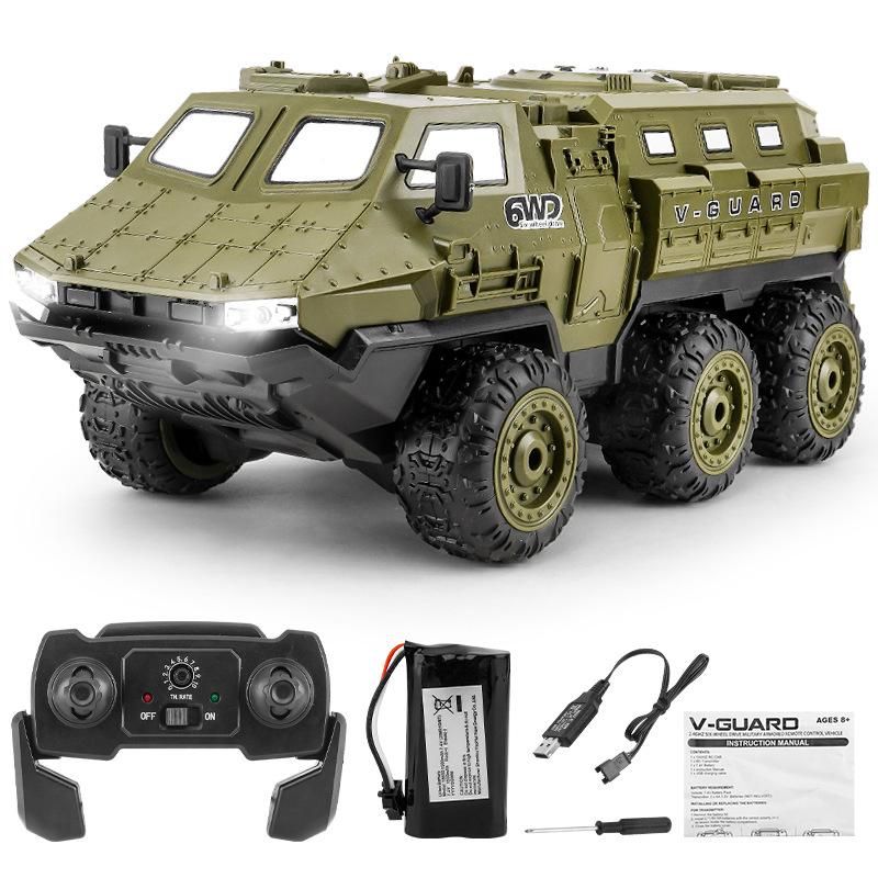 Новый 1:16 6Wd Бронированный Радиоуправляемый Автомобиль Симуляция Военного Грузовика 360° Трюки Высокоскоростной Подъем 2.4G Пульт Дистанционного Управления Модель Игрушка для Мальчика