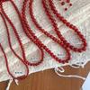 Женское колье из стерлингового серебра 925 пробы с красным агатом - Бусы-цепочка для свитера на китайский Новый год и Рождество