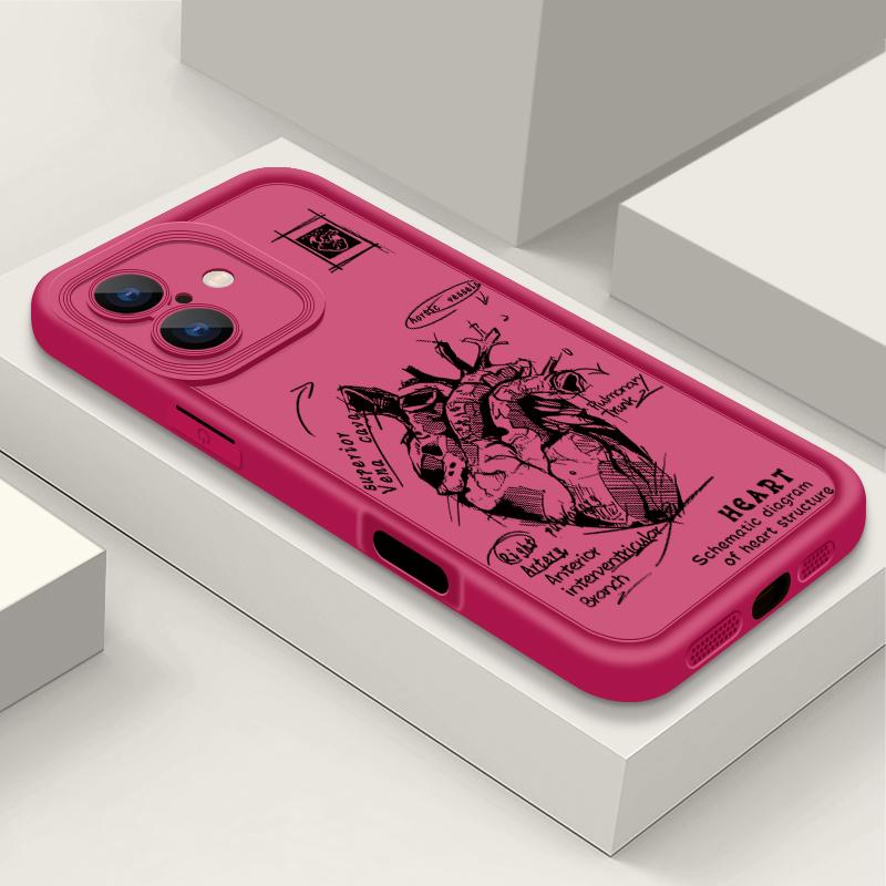 Матовый чехол из ТПУ с рисунком в виде сердца для iPhone 16 Pro Max 15 Pro 14 13 12 11 XS XR 8 7, защита линз, противоударный мягкий силиконовый чехол для телефона