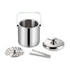 Ведро для льда с двойными стенками объемом 1,3 л с крышкой и щипцами, 6-часовое охлаждение пива, охладитель для домашнего бара, изолированный контейнер для льда из нержавеющей стали 304