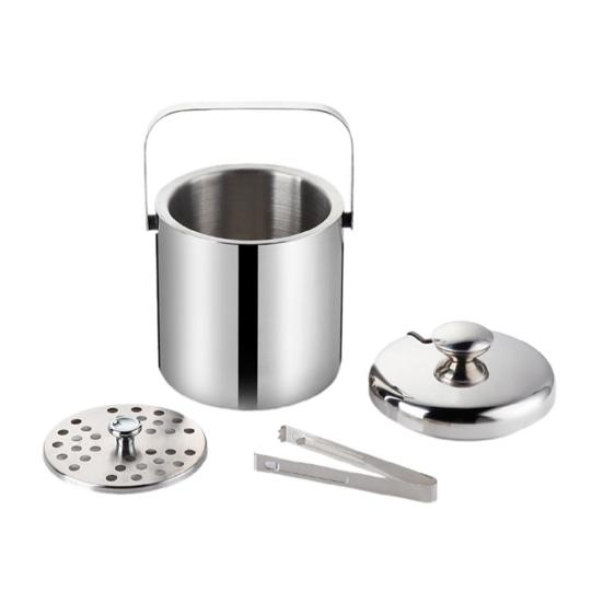 Ведро для льда с двойными стенками объемом 1,3 л с крышкой и щипцами, 6-часовое охлаждение пива, охладитель для домашнего бара, изолированный контейнер для льда из нержавеющей стали 304