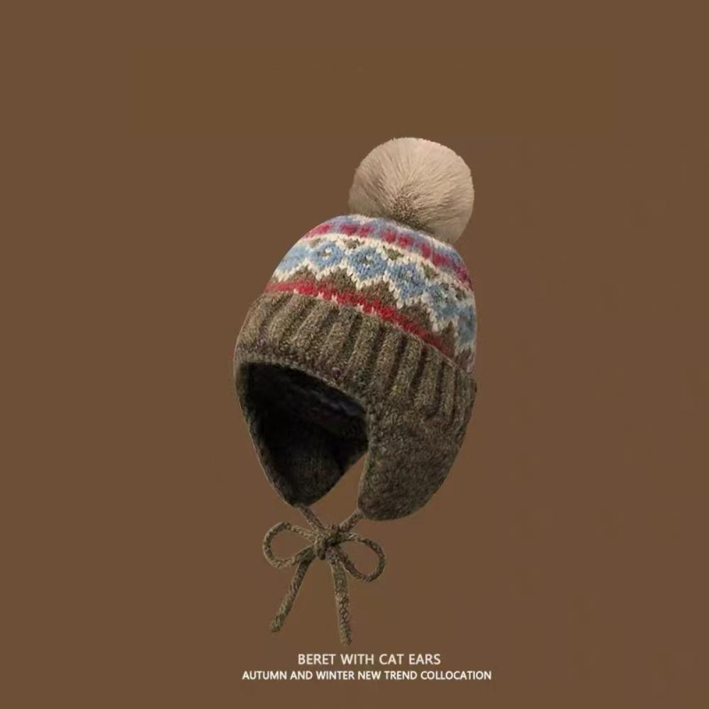 Wool Fair Isle Style Beanies Printed Lei Feng Hat Fashion Jacquard Knitted Hat  Outdoor