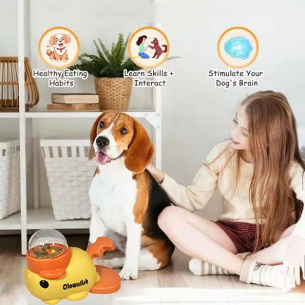 Cartoon Fish Design Dog Automatic Feeder Intelligent Interactive Pet Feeder Toys Anti-slip Large Capacity Dog Slow Feeder
