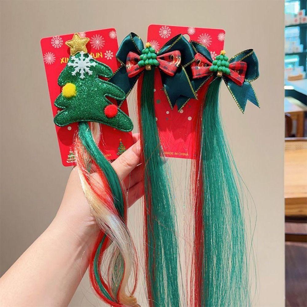 1/2Pcs Vibrant Festive Hairpin Ornament Santa Claus Bow Braid Headband Themed Events