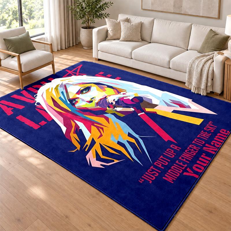Avril Lavigne Custom Name Personalized Rug Non‑Slip Doormat Floor Carpet Housewarming Birthday Gift for Family Friends