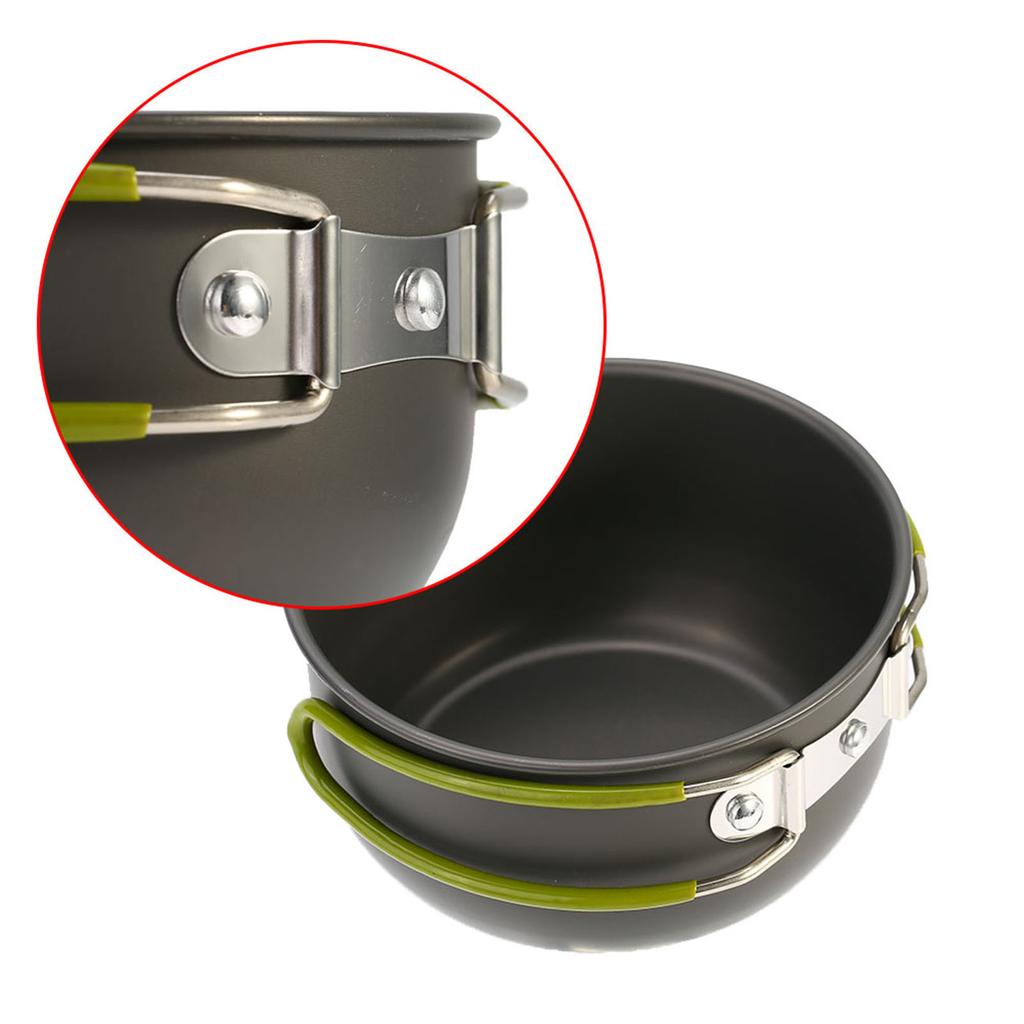 Compact Aluminium Alloy Pot Set Foldable Handgrip with Storage Bag For Outdoor Camping Survival