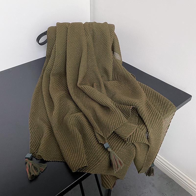 New Spring and Autumn Style Hanging Solid Color Scarf for Women's Literary Retro Versatile Shawl Thin Decorative Scarf Neck Fen