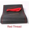 Soft Leather Steering Wheel Cover On Car Steering Wheel with Needle and Thread Interior Accessories Red less