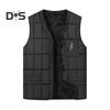 Мужской жилет с V-образным вырезом, без рукавов, однобортный стеганый жилет, пальто с карманами на молнии, однотонная плюшевая подкладка, утолщенный терможилет, куртка
