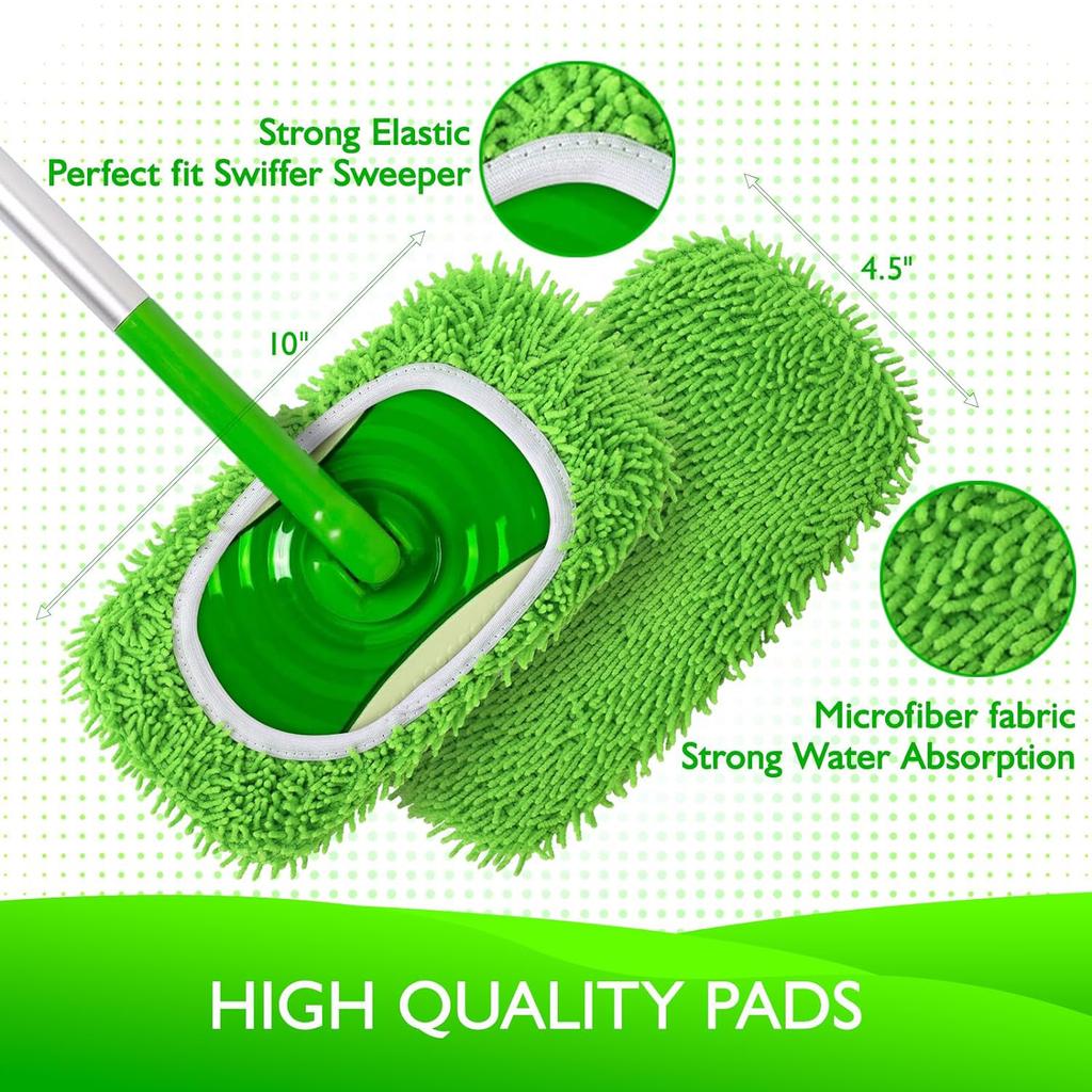 2 Pack Reusable Dry Sweeping Cloths Microfiber Wet Mop Pads Compatible with Sweeper Mop Replacement