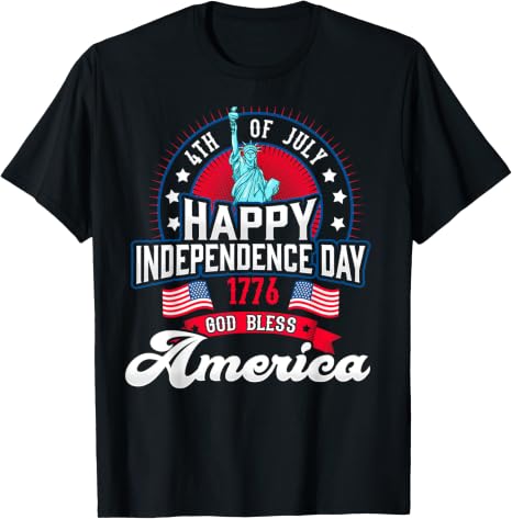 American patriotic t-shirt for men and women, available for Independence Day, July 4, 2026. High-quality streetwear.