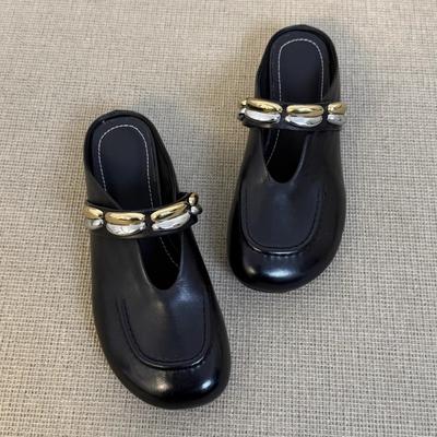 Мода Фад Женские Полубосоножки на Среднем Каблуке Дизайнерские Туфли на Каблуке Летние Новые Сандалии Туфли-Лодочки Тренд 2025 Ходьба Массивные Шлепанцы Мелкие Слайды