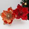 21cm Fake Christmas Flowers Sequin 3D Simulation Magnolia  Wedding Party Decoration