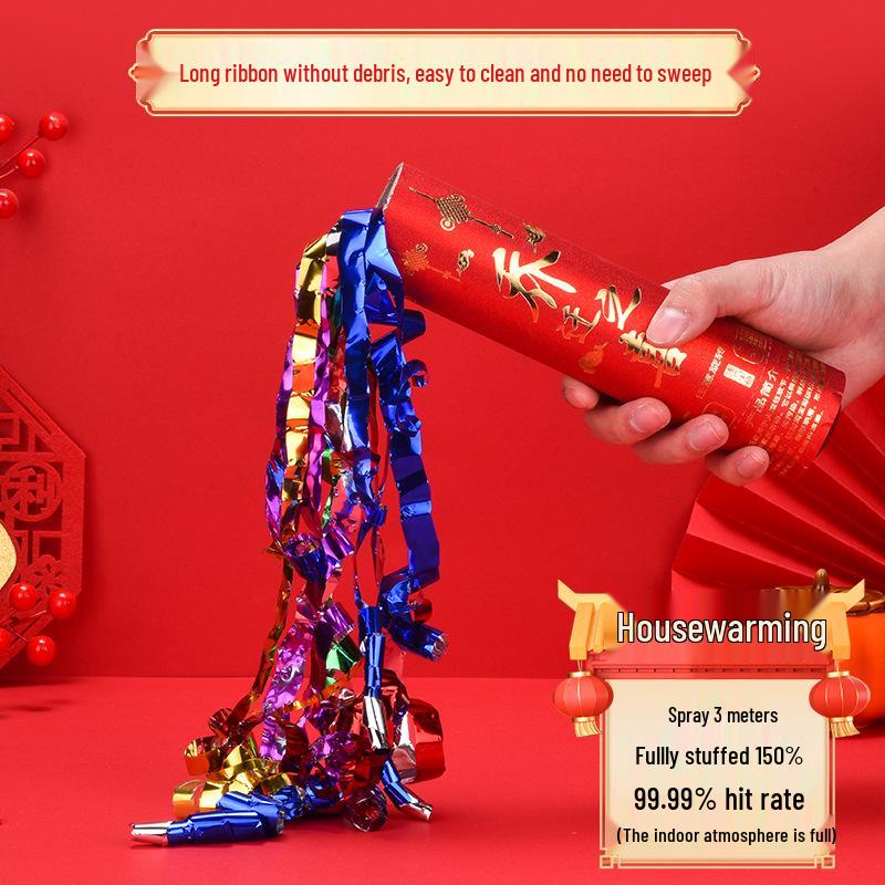 Конфетти-пушки для празднования новоселья - Красные и золотые ручные ленты для церемонии в новом доме