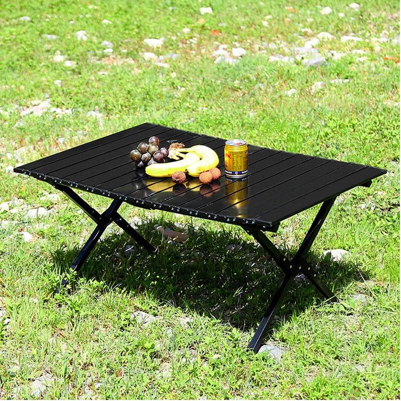 Outdoor Portable Wood Grain Roll-up Camping Table