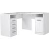 TOLEDE Corner Desk 1 Door 4 Drawers - White Paper Decor - L 125 X D 125 X H 75 Cm