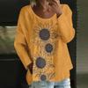 Женский повседневный модный свободный топ с круглым вырезом и цветочным принтом, с длинным рукавом