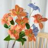 Искусственный цветок лилии Yousheng с 3 головками, полностью распустившийся, с ощущением настоящего прикосновения, букет из фальшивых лилий для свадебной вечеринки, центральный элемент, для дома, отеля, офиса, сада