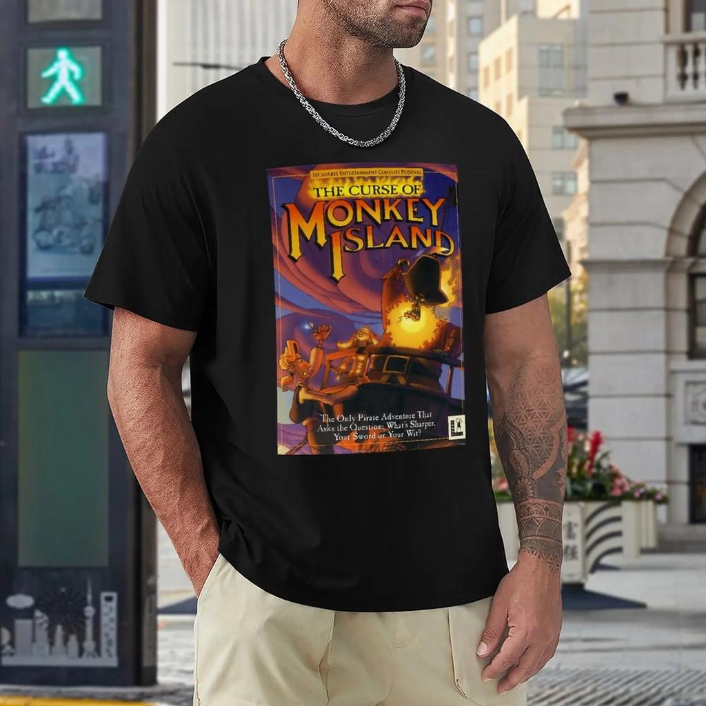Футболка CURSE OF MONKEY ISLAND с круглым вырезом, спортивная, забавная, для любителей творчества, размер США