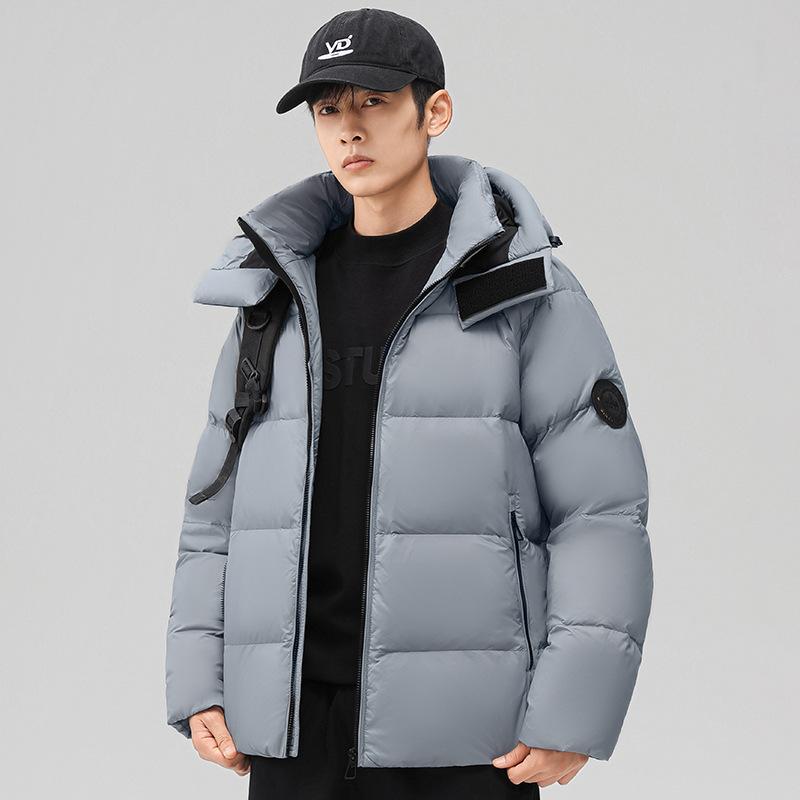 Down Jacket Men's Winter White Duck Down Hooded Windproof Warm Jacket Couple Fashion Versatile Top