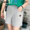 Летние шорты, свободные тонкие эластичные шорты с высокой талией, женские повседневные прямые шорты больших размеров