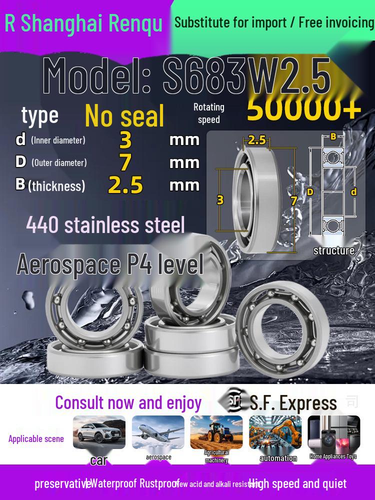 High-Speed Mini Micro Bearings Set: 440 Stainless Steel, 4 Models, 3 Bearings Each, Inner Diameter: 1, 2, 5, 6, 7, 8, 9, 10, 12mm