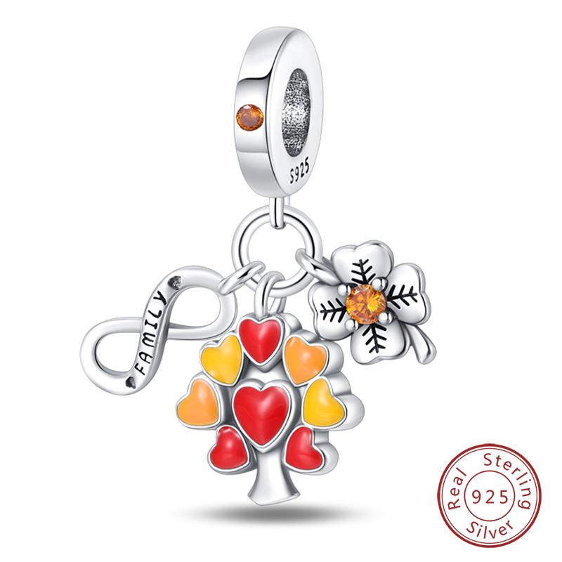 100% 925 Silver Autumn Harvest Series Brown Music Squirrel Scarecrow Pumpkin Maple Leaves Charms Beads DIY Jewelry Gift